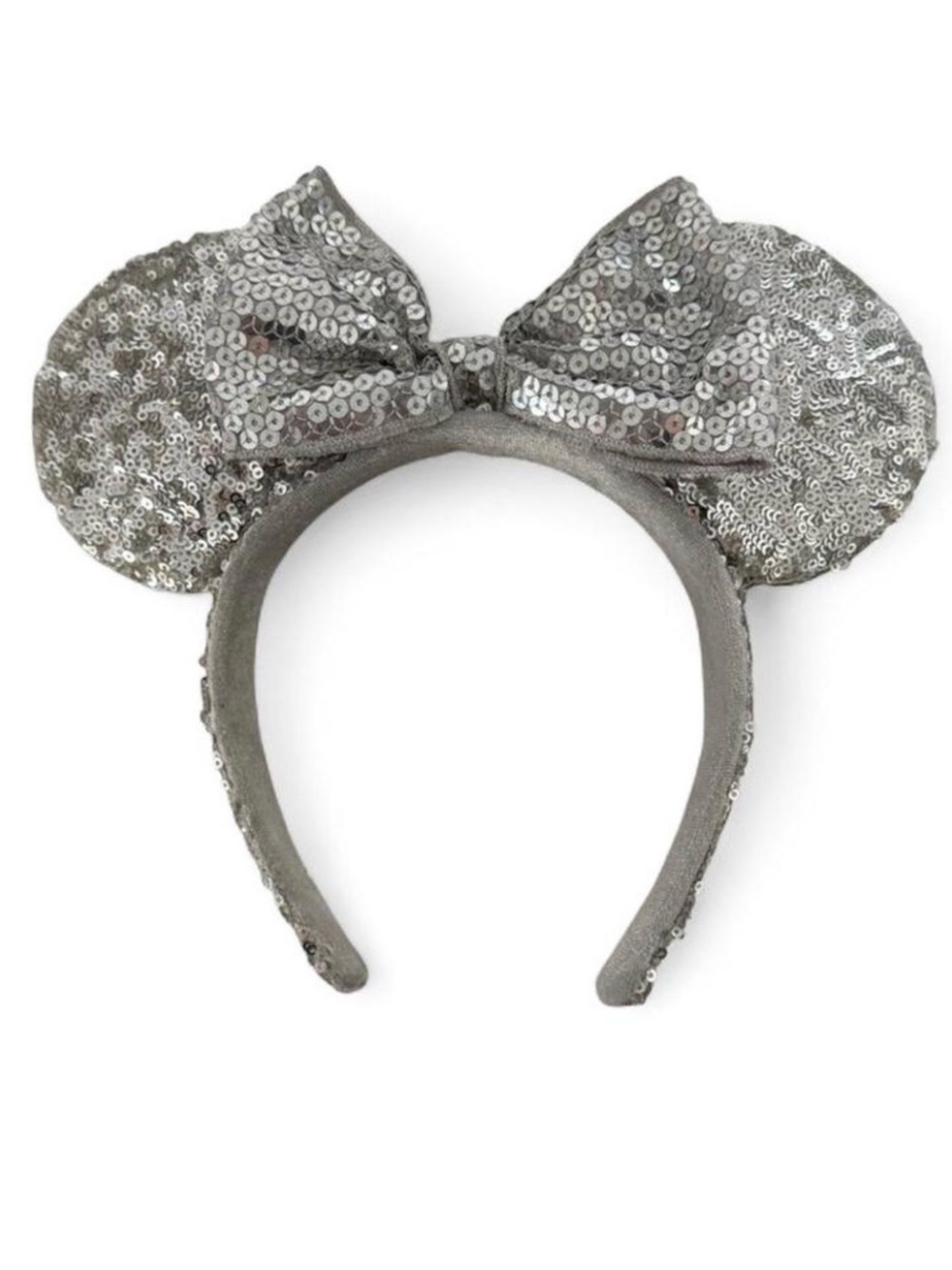 Silver Sequin Minnie Mouse Ear Headband
